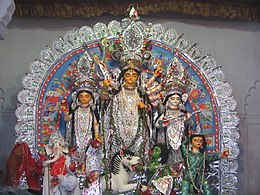 A closer view of the Durga idol at Shobhabazar Rajbari in 2006