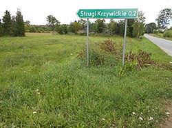Road sign in Strugi Krzywickie