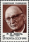 Rudolf Abel on Soviet stamp