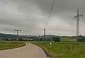 entre Möckenau y Oberdachstetten, los torres de alta tensión en el panorama