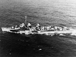 USS Twiggs (DD-591), in camouflage paint, 23 February 1945.