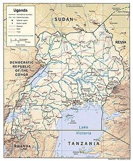 Relief map of Uganda Uganda, 2005.jpg