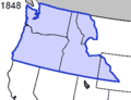 Il Territorio dell'Oregon (blu) nel 1848