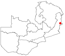 Location of Lundazi in Zambia