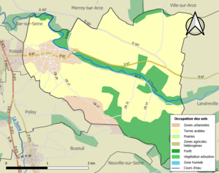 Carte en couleurs présentant l'occupation des sols.