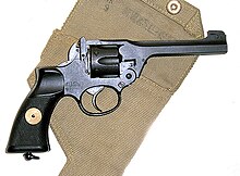 Enfield No. 2 Mk I* double-action-only revolver. Note the spurless hammer. Albion revolver.jpg