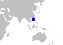 Distribución geográfica de A. sinensis (en azul).