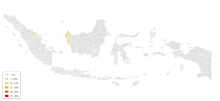 Buddhist in each regency of Indonesia Buddha Indonesia Percentage Sensus2010.svg