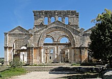 South facade of the Church of Saint Simeon Stylites in Aleppo, Syria, is considered to be one of the oldest surviving church buildings in the world Church of Saint Simeon Stylites 01.jpg