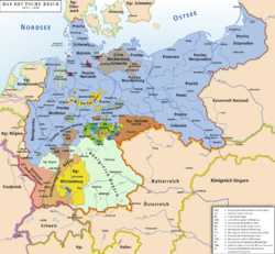 Mapa de las provincias del Imperio Alemán