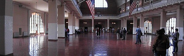 An inside view of Ellis Island, next to New York City