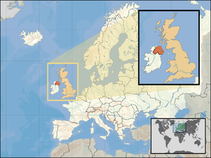 Location of Northern Ireland in the UK and Eur...