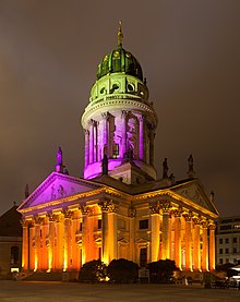 The French Cathedral during the annual Festival of Lights Festival of Lights 2012 - Franzosischer Dom.jpg