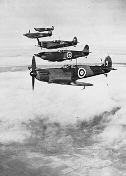 A formation of Spitfires shortly before World War II. Supermarinespitfire.JPG