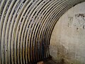 Preserved corrugated sheet metal on the ceiling of one of the guardhouses