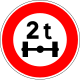 B13a. Accès interdit aux véhicules pesant sur un essieu plus que le nombre indiqué.