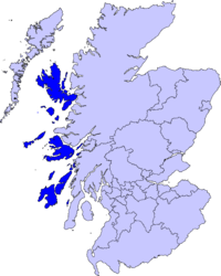 Ligging van die Binne-Hebride aan die weskus van Skotland