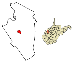 Location of Ripley in Jackson County, West Virginia.