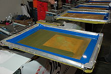 Screen with exposed image ready to be printed Maker Faire 2008 San Mateo 246.JPG