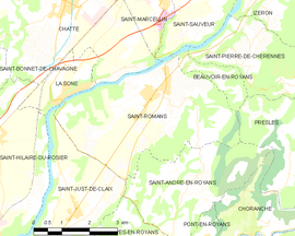 Mapa obce Saint-Romans