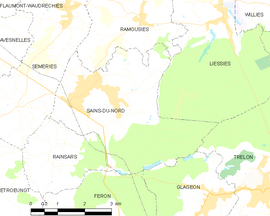 Mapa obce Sains-du-Nord