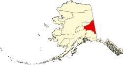 map of Alaska highlighting Southeast Fairbanks Census Area