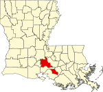 State map highlighting Saint Martin Parish