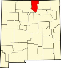 Map of Novi Meksiko highlighting Taos County