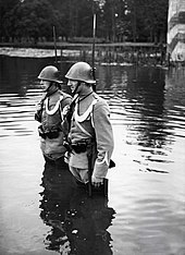 Dutch soldiers guard the Holland Water Line shortly after mobilisation, 1939 Mobilisatie 1939 Dutch soldiers on guard.jpg