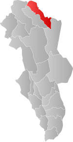 Mapa do condado de Hedmark com Os em destaque.