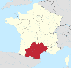 Lage der Region Okzitanien (Verwaltungsregion) in Frankreich