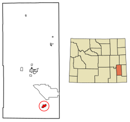 Location of Chugwater in Platte County, Wyoming.