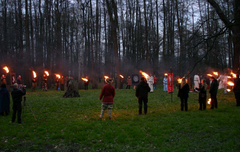 Polish Rodnovers worshipping in the woods. Polish Rodnover celebrations (0).PNG