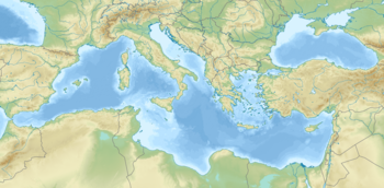 U-593. Карта розташування: Середземне море