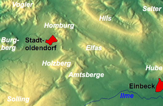 Der Holzberg mit Nachbarhöhenzügen bei Stadtoldendorf