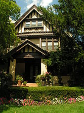 The Saitta House, Dyker Heights, Brooklyn, New York built in 1899 is made of and decorated in wood. Saitta House Dyker Heights.JPG