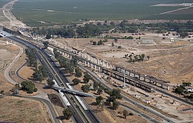 Aerial view of construction of the San Joaquin River Viaduct in 2017