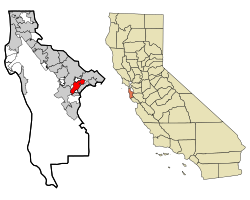 Location in شهرستان سن ماتئو و ایالت کالیفرنیا