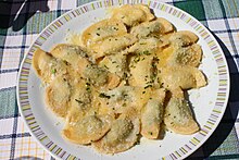 Schlutzkrapfen with spinach and ricotta, South Tyrol Schlutzkrapfen South Tyrol (3).JPG