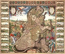 Сидячий Лев Бельгійський, або Голландський лев. Карта Нідерландів, 1621 рік