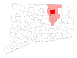 Location in Tolland County, Connecticut