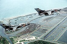 Two Italian A-200 Tornados participating in NATO exercise Dragon Hammer, May 1987 Two Italian Panavia Tornados of 36 Stormo in flight, 5 May 1987 (6426747).jpg