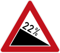 Zeichen 108-22Gefälle 22 %;bisher Zeichen 108-68