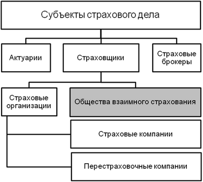 Иерархическая диаграмма "Субъекты страхового рынка"