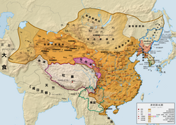 Perandoria Tang (700 e.s.) duke përfshirë protektoratët perëndimor