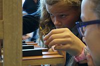 Part of the music education for children in primary school is to assemble a do-organ from Orgelkids 2013 Orgelkids Doe-orgel toetsen verbinden aan de windlade.jpg
