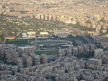 Al-Fayhaa Stadium in Damascus, Syria as seen f...