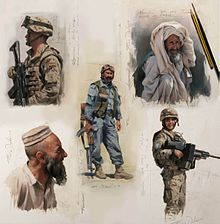 Bosquexos elaborados polo artista en Afganistán en agosto de 2012.