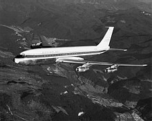 Early 707-120 in Boeing livery. This aircraft, N709PA, would later crash in 1963 as Pan Am Flight 214. Boeing 707 "Stratoliner", 3rd 707-121 production airplane, N709PA, later delivered to Pan Am.jpg