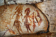 Gwion Gwion rock art found in the north-west Kimberley region of Western Australia Bradshaw rock paintings.jpg